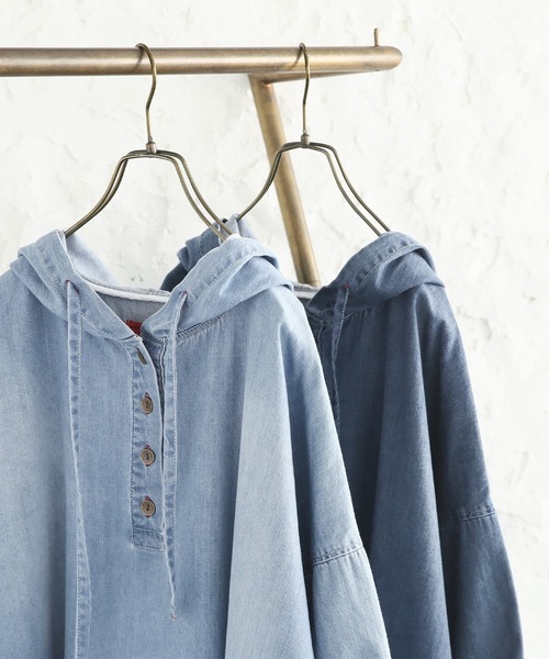 somari imagination（ソマリ イマジネーション）の「『デニムフード6分袖ワンピース』（ワンピース・レディース・サックスブルー/ブルー・FREE）」の3枚目の写真