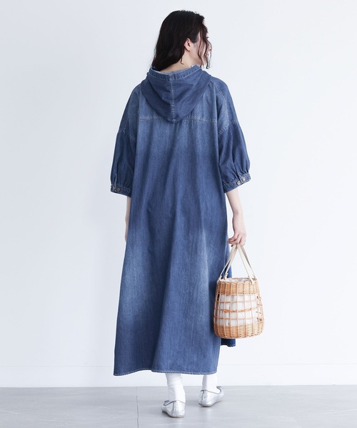 somari imagination（ソマリ イマジネーション）の「『デニムフード6分袖ワンピース』（ワンピース・レディース・サックスブルー/ブルー・FREE）」の7枚目の写真