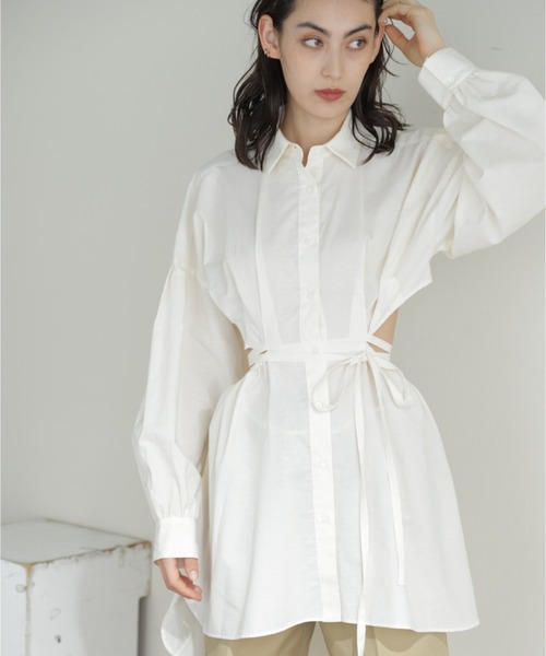 ブラウス シャツ casa fline/バックオープンボリュームシャツ レディース casa fline/バックオープンボリュームシャツ