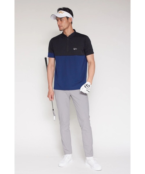 HIGH STREET(ハイストリート)の「HIGH ST. GOLF∴バイカラー 半袖スタンドハーフジップシャツ(Tシャツ/カットソー・メンズ・ブラック/ホワイト/ネイビー・M/L/LL/S)」の22枚目の写真