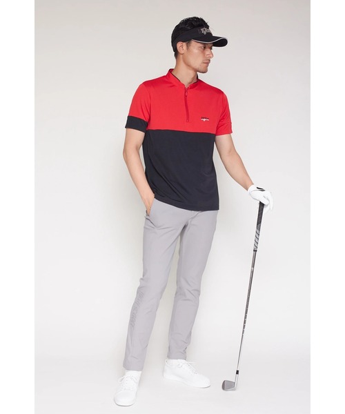 HIGH STREET(ハイストリート)の「HIGH ST. GOLF∴バイカラー 半袖スタンドハーフジップシャツ(Tシャツ/カットソー・メンズ・ブラック/ホワイト/ネイビー・M/L/LL/S)」の15枚目の写真