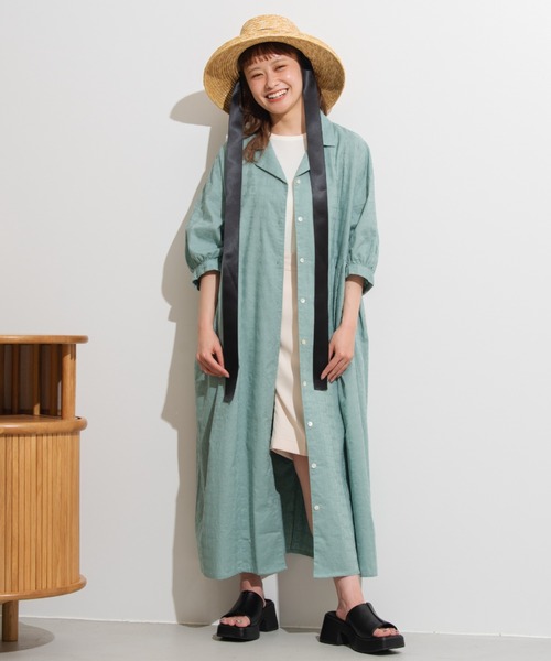 MERLOT(メルロー)の「ジオメトリック刺繍シャツワンピース(シャツワンピース・レディース・ライトブルー/ブラック/ミント・FREE)」の13枚目の写真