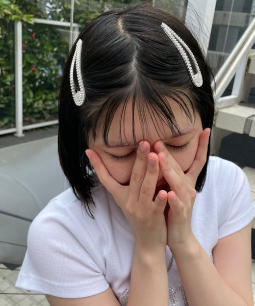 WEGO（ウィゴー）の「WEGO/【2点セット】ラインストーンパッチンピン（ヘアピン・レディース・シルバー・FREE）」の2枚目の写真