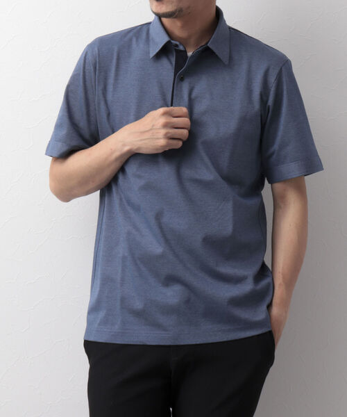 Stutostein Nolley's（シュテットシュタインノーリーズ）の「下前配色ポロシャツ（オシャレなクールビズポロ）（ポロシャツ・メンズ・ブルー/ホワイト系その他2/ネイビー・S/M/XL/L）」の3枚目の写真