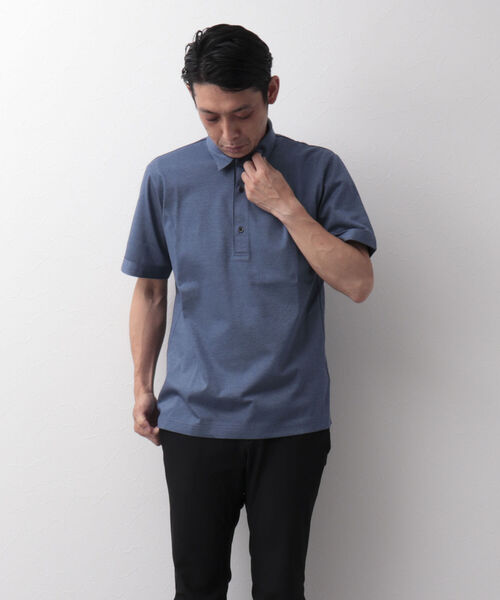 Stutostein Nolley's（シュテットシュタインノーリーズ）の「下前配色ポロシャツ（オシャレなクールビズポロ）（ポロシャツ・メンズ・ブルー/ホワイト系その他2/ネイビー・S/M/XL/L）」の18枚目の写真