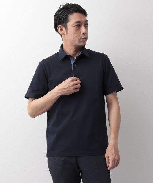Stutostein Nolley's（シュテットシュタインノーリーズ）の「下前配色ポロシャツ（オシャレなクールビズポロ）（ポロシャツ・メンズ・ブルー/ホワイト系その他2/ネイビー・S/M/XL/L）」の5枚目の写真