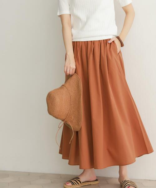 URBAN RESEARCH DOORS（アーバンリサーチドアーズ）の「リヨセルコットンギャザースカート（スカート・レディース・ブルー/オレンジ/ブラック・MEDIUM）」の18枚目の写真