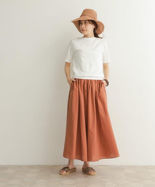 URBAN RESEARCH DOORS（アーバンリサーチドアーズ）の「リヨセルコットンギャザースカート（スカート・レディース・ブルー/オレンジ/ブラック・MEDIUM）」の11枚目の写真