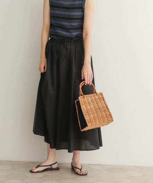 URBAN RESEARCH DOORS（アーバンリサーチドアーズ）の「リヨセルコットンギャザースカート（スカート・レディース・ブルー/オレンジ/ブラック・MEDIUM）」の5枚目の写真