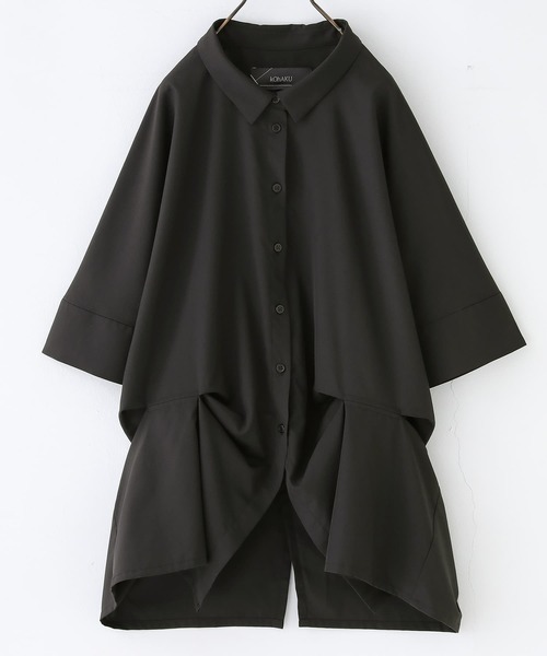 osharewalker（オシャレウォーカー）の「【廃盤】『変形裾タックデザインシャツ』（シャツ/ブラウス・レディース・オフホワイト/ブラック・FREE）」の14枚目の写真