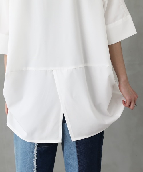 osharewalker（オシャレウォーカー）の「【廃盤】『変形裾タックデザインシャツ』（シャツ/ブラウス・レディース・オフホワイト/ブラック・FREE）」の20枚目の写真