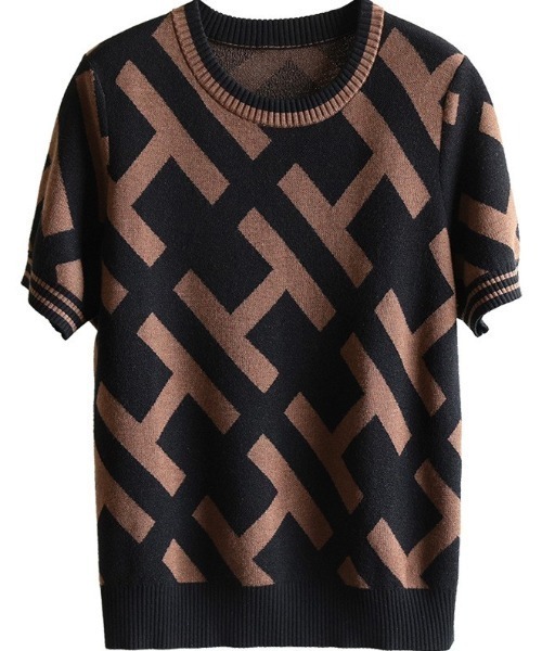 deux amour（ドゥーザムール）の「柄半袖トップス（その他トップス・レディース・ベージュ/ブラウン・MEDIUM）」の4枚目の写真