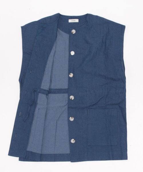 ECRIRE(エクリール)の「【miho.a.nicoコラボ】ウエストドロストリネンライクベスト(ベスト・レディース・ライトグレー/ブラック/インディゴブルー/グリーン・M/L)」の14枚目の写真