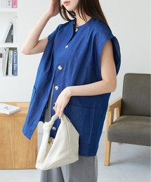 ECRIRE | 【miho.a.nicoコラボ】ウエストドロストリネンライクベスト(ベスト)