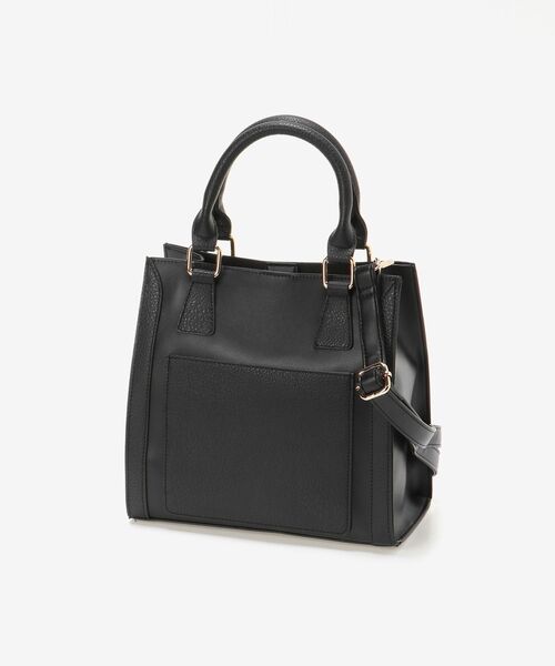 MAJESTIC LEGON（マジェスティックレゴン）の「スクエアバイカラーバッグ（ハンドバッグ・レディース・ブラック/グレー/アイボリー・FREE）」の3枚目の写真