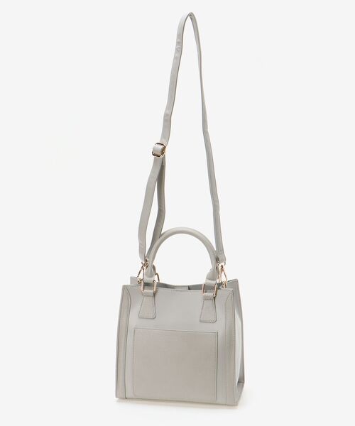 MAJESTIC LEGON（マジェスティックレゴン）の「スクエアバイカラーバッグ（ハンドバッグ・レディース・ブラック/グレー/アイボリー・FREE）」の9枚目の写真