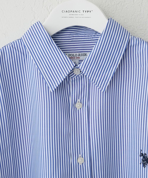 U.S. POLO ASSN.（ユーエスポロアッスン）の「【U.S. POLO ASSN】刺繍ストライプオーバーシャツ（シャツ/ブラウス・メンズ・ネイビー/ピンク/サックスブルー/オレンジ/グリーン/キャメル/ブルー・M/L）」の20枚目の写真