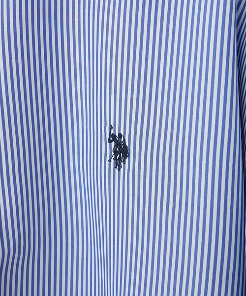U.S. POLO ASSN.（ユーエスポロアッスン）の「【U.S. POLO ASSN】刺繍ストライプオーバーシャツ（シャツ/ブラウス・メンズ・ネイビー/ピンク/サックスブルー/オレンジ/グリーン/キャメル/ブルー・M/L）」の12枚目の写真