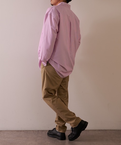 U.S. POLO ASSN.（ユーエスポロアッスン）の「【U.S. POLO ASSN】刺繍ストライプオーバーシャツ（シャツ/ブラウス・メンズ・ネイビー/ピンク/サックスブルー/オレンジ/グリーン/キャメル/ブルー・M/L）」の10枚目の写真