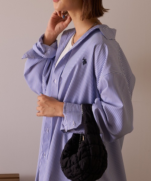 U.S. POLO ASSN.（ユーエスポロアッスン）の「【U.S. POLO ASSN】刺繍ストライプオーバーシャツ（シャツ/ブラウス・メンズ・ネイビー/ピンク/サックスブルー/オレンジ/グリーン/キャメル/ブルー・M/L）」の17枚目の写真