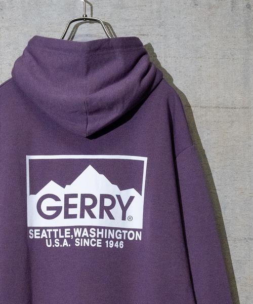 GERRY(ジェリー)の「【ag】〔GERRY/ジェリー〕 裏毛 ロゴ刺繍 フーデットパーカー(パーカー・メンズ・パープル/ホワイト/ブラック/アッシュグレー・LARGE/MEDIUM/X-LARGE)」の4枚目の写真