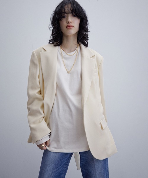 ADAM ET ROPE'（アダムエロペ）の「ボーイフレンドオーバージャケット（テーラードジャケット・レディース・ブラック系その他/ホワイト系その他2・FREE）」の10枚目の写真