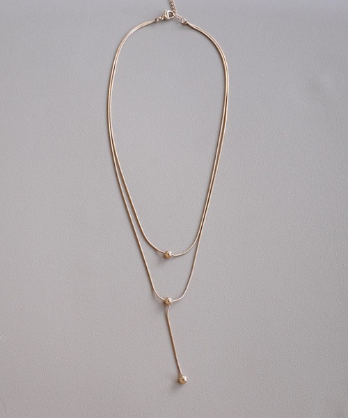 IAMUSE（アイアミューズ）の「【IAMUSE】金属アレルギー対応 ダブルボールレイヤード2連ネックレス S0745（ネックレス・レディース・ゴールド・FREE）」の6枚目の写真