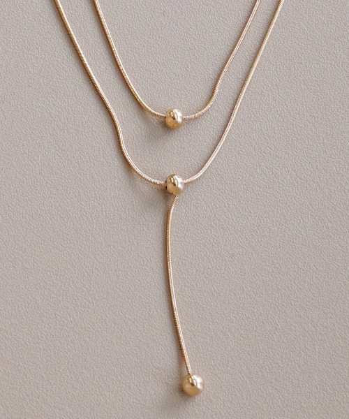 IAMUSE（アイアミューズ）の「【IAMUSE】金属アレルギー対応 ダブルボールレイヤード2連ネックレス S0745（ネックレス・レディース・ゴールド・FREE）」の9枚目の写真