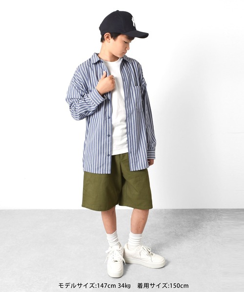 GLAZOS(グラソス)の「ビッグ長袖シャツ(シャツ/ブラウス・キッズ・ホワイト/ライトブルー/ブルー・140cm/150cm/160cm/170cm)」の8枚目の写真