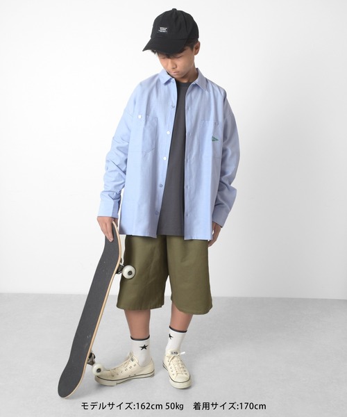 GLAZOS(グラソス)の「ビッグ長袖シャツ(シャツ/ブラウス・キッズ・ホワイト/ライトブルー/ブルー・140cm/150cm/160cm/170cm)」の12枚目の写真