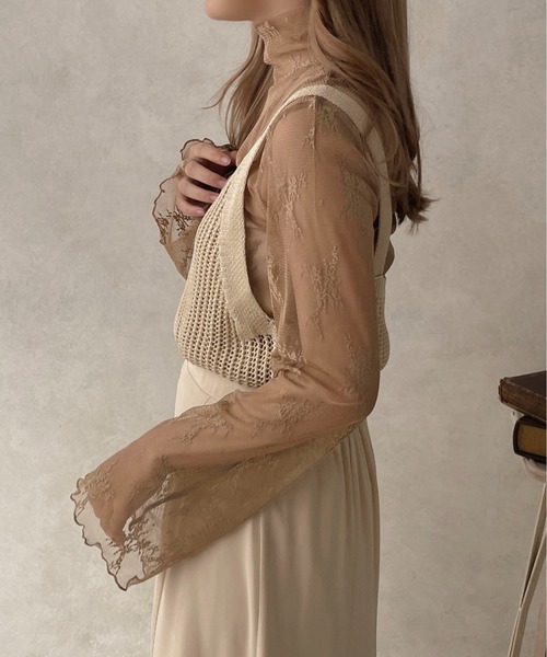 apres jour clair（アプレジュールクレア）の「【apres jour clair】レースシアートップス【ZOZOTOWN限定アイテム】（Tシャツ/カットソー・レディース・ベージュ/アイボリー/ブラック・フリー/X-LARGE）」の12枚目の写真