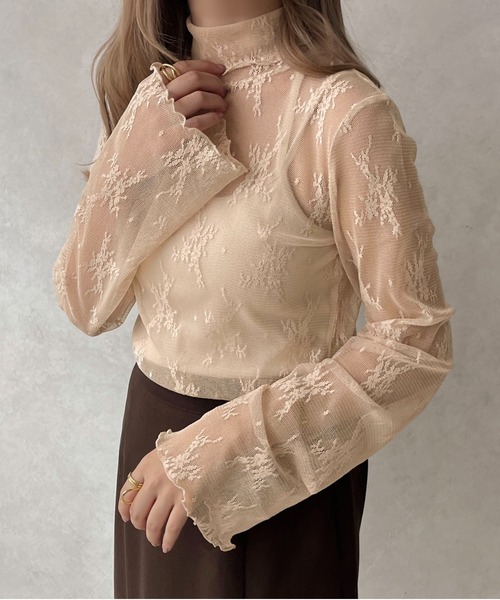 apres jour clair（アプレジュールクレア）の「【apres jour clair】レースシアートップス【ZOZOTOWN限定アイテム】（Tシャツ/カットソー・レディース・ベージュ/アイボリー/ブラック・フリー/X-LARGE）」の15枚目の写真