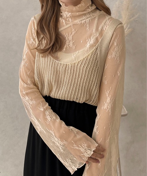 apres jour clair（アプレジュールクレア）の「【apres jour clair】レースシアートップス【ZOZOTOWN限定アイテム】（Tシャツ/カットソー・レディース・ベージュ/アイボリー/ブラック・フリー/X-LARGE）」の16枚目の写真