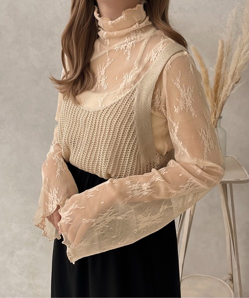 apres jour clair（アプレジュールクレア）の「【apres jour clair】レースシアートップス【ZOZOTOWN限定アイテム】（Tシャツ/カットソー・レディース・ベージュ/アイボリー/ブラック・フリー/X-LARGE）」の20枚目の写真