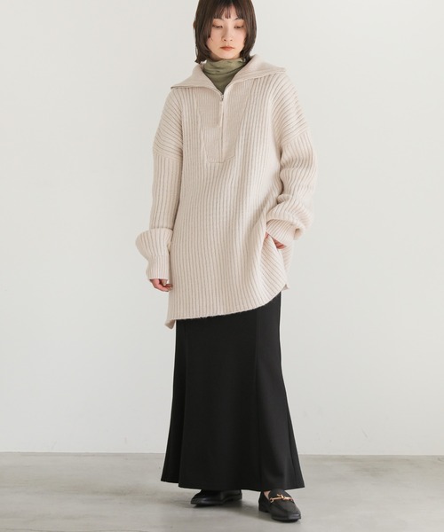 select MOCA（セレクトモカ）の「オーバーサイズリブ編みハーフジップ
