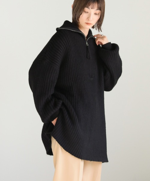 select MOCA（セレクトモカ）の「オーバーサイズリブ編みハーフジップ