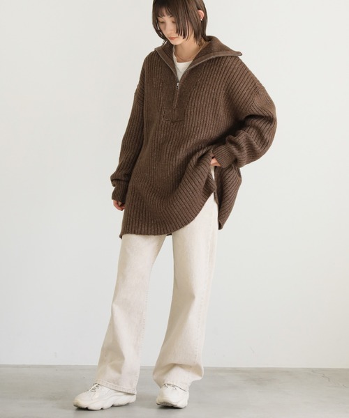 select MOCA（セレクトモカ）の「オーバーサイズリブ編みハーフジップ