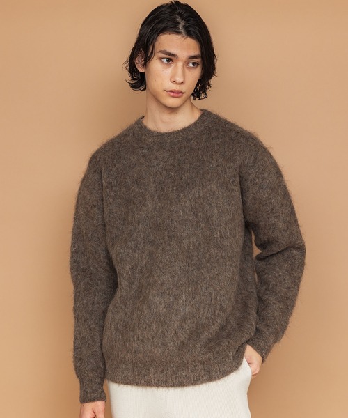 NewAnce（ニュアンス）の「【NewAnce】アルパカクルーネックニット（ニット/セーター・メンズ・ベージュ/ブラウン/グレー/グレイッシュブルー・4/5）」の6枚目の写真