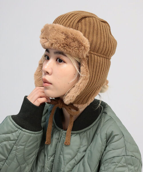 Ray BEAMS（レイビームス）の「CONTROL FREAK × Ray BEAMS / 別注 フライト キャップ（ニットキャップ/ビーニー・レディース・グリーン系その他5/ブラウン系その他4/ブラック・ONE SIZE）」の6枚目の写真