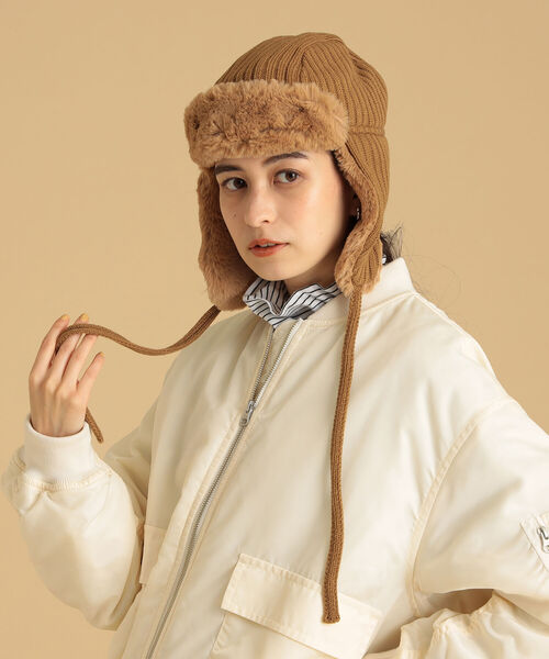 Ray BEAMS（レイビームス）の「CONTROL FREAK × Ray BEAMS / 別注 フライト キャップ（ニットキャップ/ビーニー・レディース・グリーン系その他5/ブラウン系その他4/ブラック・ONE SIZE）」の7枚目の写真