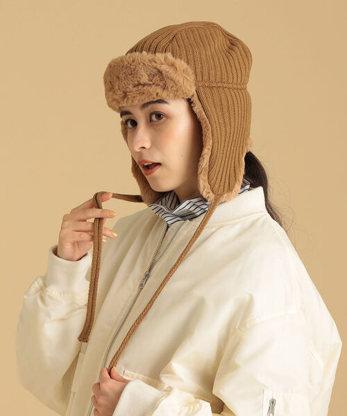 Ray BEAMS（レイビームス）の「CONTROL FREAK × Ray BEAMS / 別注 フライト キャップ（ニットキャップ/ビーニー・レディース・グリーン系その他5/ブラウン系その他4/ブラック・ONE SIZE）」の8枚目の写真