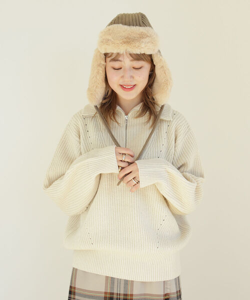 Ray BEAMS（レイビームス）の「CONTROL FREAK × Ray BEAMS / 別注 フライト キャップ（ニットキャップ/ビーニー・レディース・グリーン系その他5/ブラウン系その他4/ブラック・ONE SIZE）」の12枚目の写真