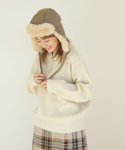 Ray BEAMS（レイビームス）の「CONTROL FREAK × Ray BEAMS / 別注 フライト キャップ（ニットキャップ/ビーニー・レディース・グリーン系その他5/ブラウン系その他4/ブラック・ONE SIZE）」の13枚目の写真