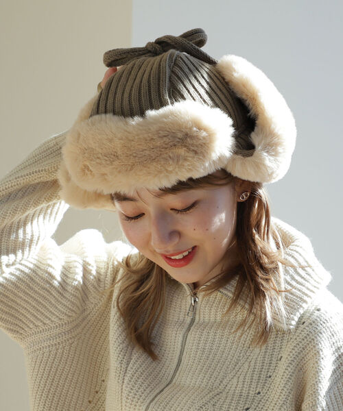 Ray BEAMS（レイビームス）の「CONTROL FREAK × Ray BEAMS / 別注 フライト キャップ（ニットキャップ/ビーニー・レディース・グリーン系その他5/ブラウン系その他4/ブラック・ONE SIZE）」の3枚目の写真