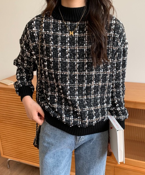 ECLIN(エクラン)の「ツイード調モックネックプルオーバー(その他トップス・レディース・ブラック/ブラウン/ネイビー・FREE)」の19枚目の写真
