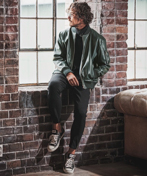 FACTOTUM（ファクトタム）の「mj8787- Synthetic Leather MA-1 Type Flight Jacket ＭＡ-１ジャケット（MA-1・メンズ・ブラウン/ブルー系その他/ブラック・48/44/46）」の6枚目の写真