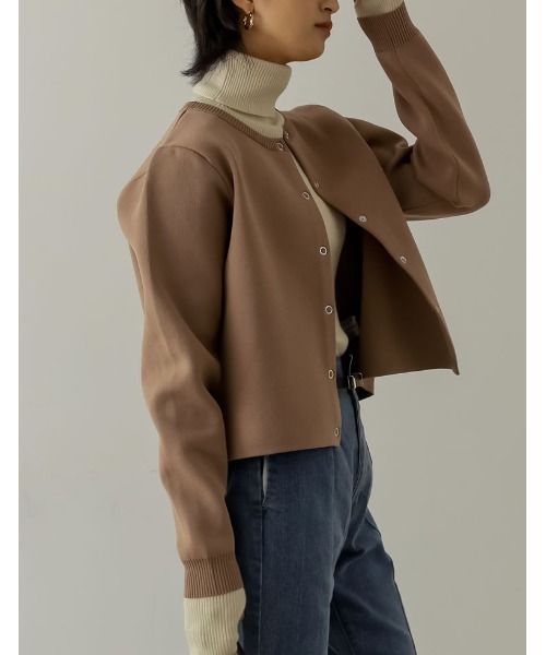 スポンジニットハーフスリーブカーディガン main image 1