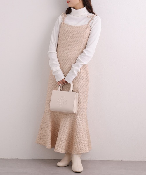 one after another NICE CLAUP（ワンアフターアナザーナイスクラップ）の「【新色追加】肩リボンマーメイドキャミワンピース（ワンピース・レディース・ピンク/ベージュ/アイボリー・FREE）」の19枚目の写真