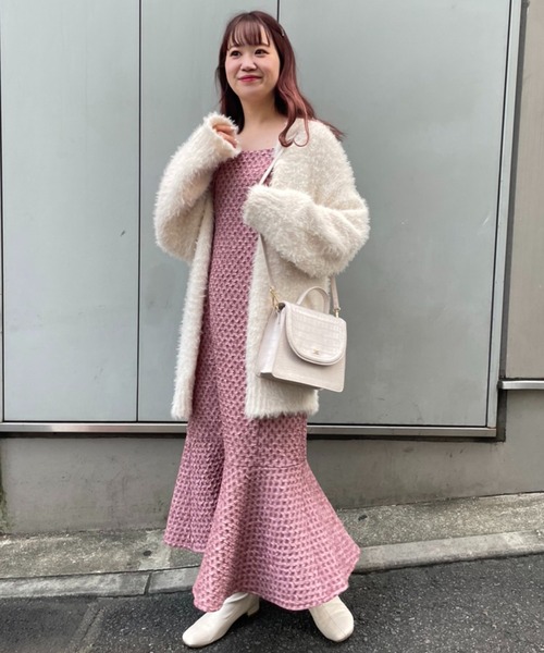 one after another NICE CLAUP（ワンアフターアナザーナイスクラップ）の「【新色追加】肩リボンマーメイドキャミワンピース（ワンピース・レディース・ピンク/ベージュ/アイボリー・FREE）」の10枚目の写真