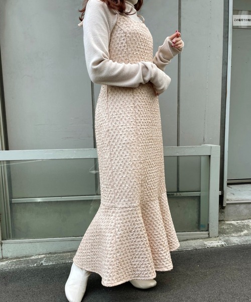 one after another NICE CLAUP（ワンアフターアナザーナイスクラップ）の「【新色追加】肩リボンマーメイドキャミワンピース（ワンピース・レディース・ピンク/ベージュ/アイボリー・FREE）」の15枚目の写真